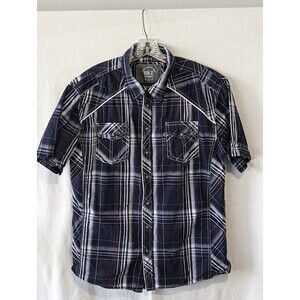 Men's BKE Plaid Short Sleeve Button Up Athletic Fit Shirt Size XL
